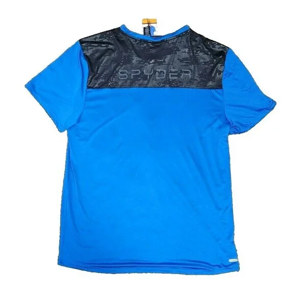 SPYDER Active Blue Black Short Sleeve Shirt Moisture Wicking Sz XXL, NWT - Picture 2 of 7